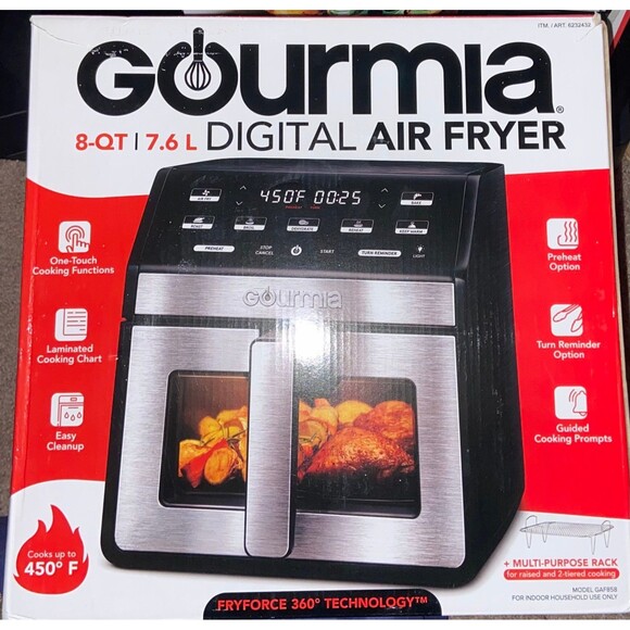 Gourmia 8-Qt Digital Air Fryer XL w Window & Light NEW GAF856 (B1) - Picture 8 of 8